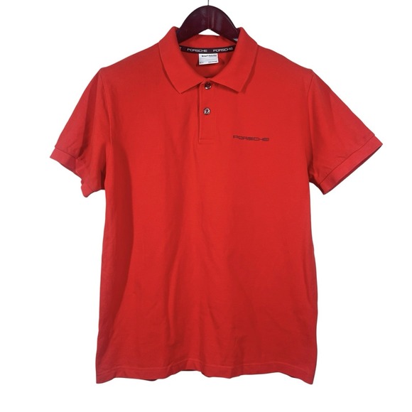 Porsche Drivers Selection Polo Mens M Red Cotton Pique Short Sleeve Shirt Logo